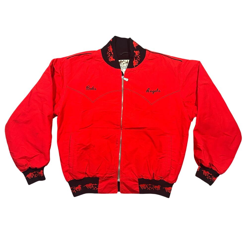 Vintage 80s Western Bomber Jacket Men’s Medium Red Full Zip Schaefer Outfitter